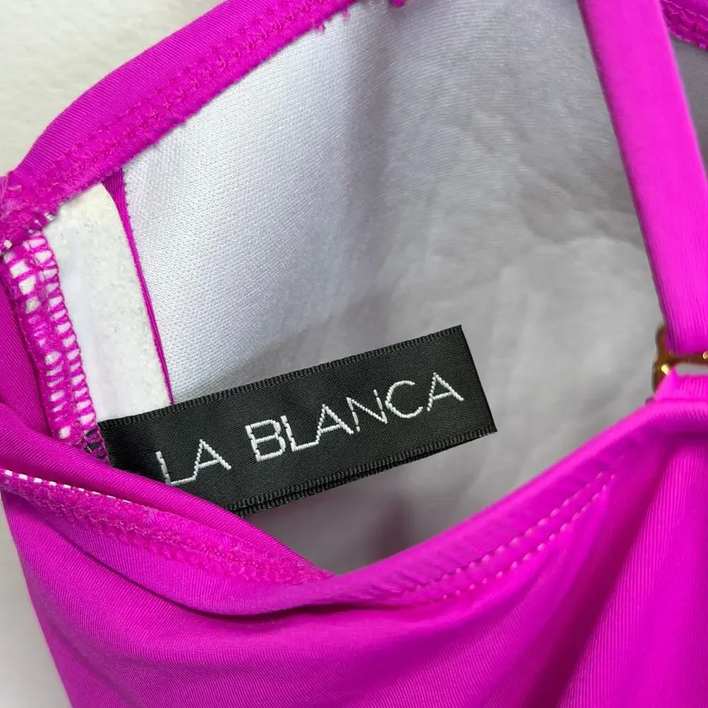 La Blanca Island Goddess Bandeau One Piece Swimsuit Orchid Pink Womens 16 Belted